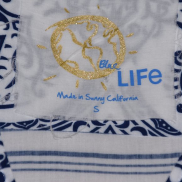 Blue Life blue and white long sleeve blouse size small - Picture 5 of 10